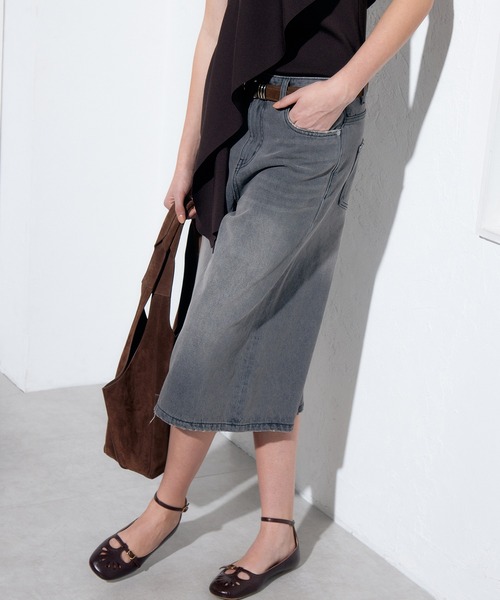 LE CIEL BLEU(ルシェルブルー)の「デニムハーフパンツ / Denim Half Pants(デニムパンツ・レディース・チャコールグレー・34/36/38)」の2枚目の写真