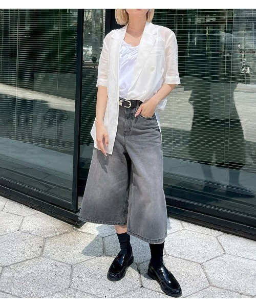 LE CIEL BLEU(ルシェルブルー)の「デニムハーフパンツ / Denim Half Pants(デニムパンツ・レディース・チャコールグレー・34/36/38)」の14枚目の写真