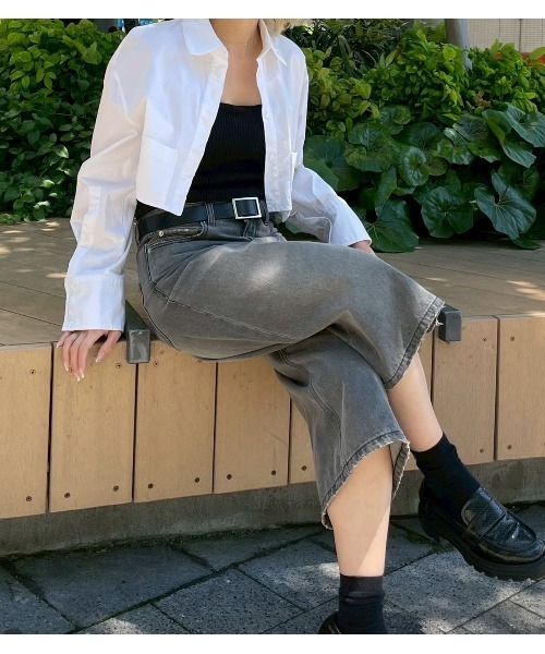 LE CIEL BLEU(ルシェルブルー)の「デニムハーフパンツ / Denim Half Pants(デニムパンツ・レディース・チャコールグレー・34/36/38)」の16枚目の写真