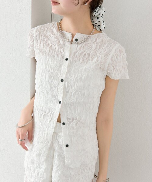 mystic（ミスティック）の「エアリーシャーリングブラウス（シャツ/ブラウス・レディース・ブラック/ブルー/オフホワイト・FREE）」の9枚目の写真