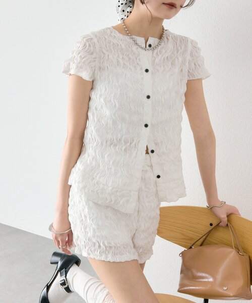 mystic（ミスティック）の「エアリーシャーリングブラウス（シャツ/ブラウス・レディース・ブラック/ブルー/オフホワイト・FREE）」の16枚目の写真