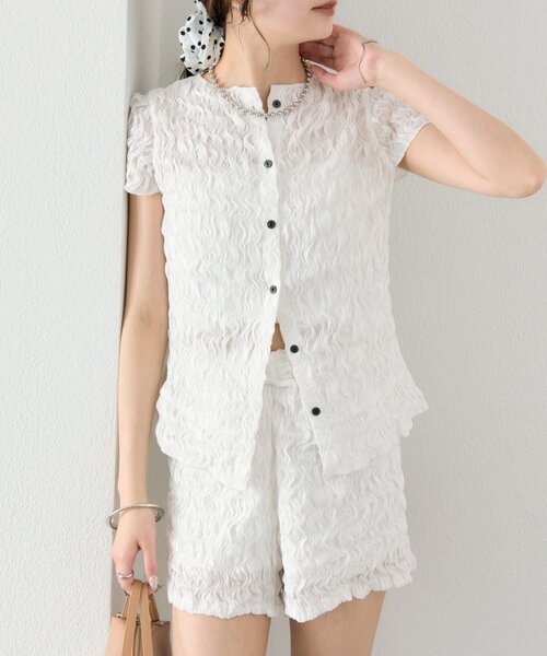 mystic（ミスティック）の「エアリーシャーリングブラウス（シャツ/ブラウス・レディース・ブラック/ブルー/オフホワイト・FREE）」の21枚目の写真