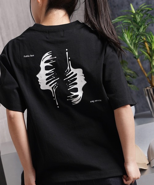 Laufer(ロイファー)の「【Laufer】Two sides Tee / クロップド丈 ボックスシルエット バックプリント Tシャツ / 短丈 ヘビーウェイト 綿100%(Tシャツ/カットソー・メンズ・ブラック/ホワイト・S/M/L/XL)」の2枚目の写真