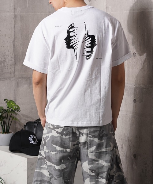 Laufer(ロイファー)の「【Laufer】Two sides Tee / クロップド丈 ボックスシルエット バックプリント Tシャツ / 短丈 ヘビーウェイト 綿100%(Tシャツ/カットソー・メンズ・ブラック/ホワイト・S/M/L/XL)」の14枚目の写真