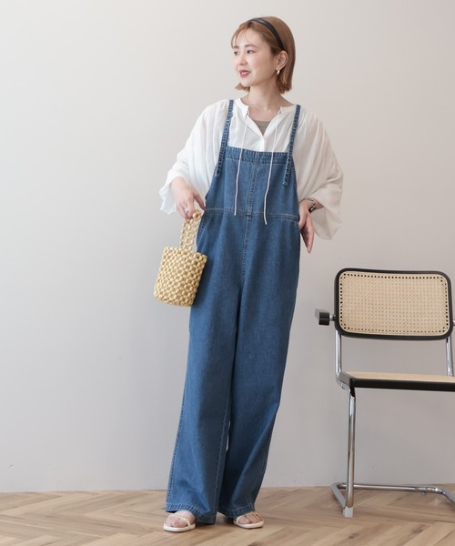 AMERICAN HOLIC(アメリカンホリック)の「デニムスクエアサロペット(サロペット/オーバーオール・レディース・インディゴブルー/アイボリー・L/M)」の5枚目の写真