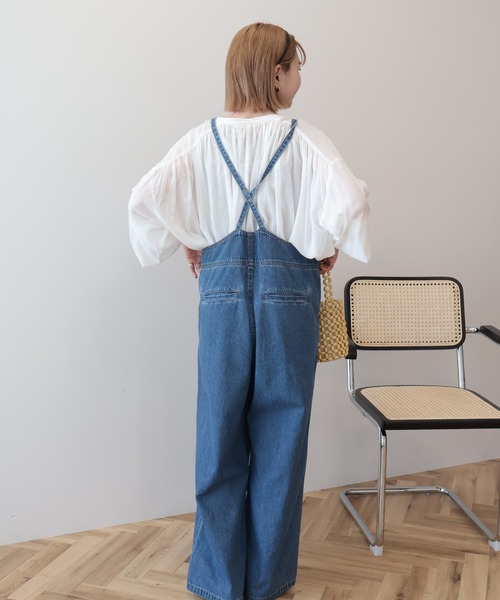 AMERICAN HOLIC(アメリカンホリック)の「デニムスクエアサロペット(サロペット/オーバーオール・レディース・インディゴブルー/アイボリー・L/M)」の8枚目の写真
