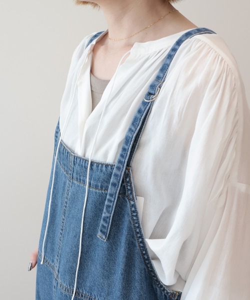 AMERICAN HOLIC(アメリカンホリック)の「デニムスクエアサロペット(サロペット/オーバーオール・レディース・インディゴブルー/アイボリー・L/M)」の10枚目の写真