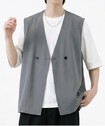 revertical（リバーティカル）の「ミニマルデザイン Vネックダブルボタンベスト（ベスト）」