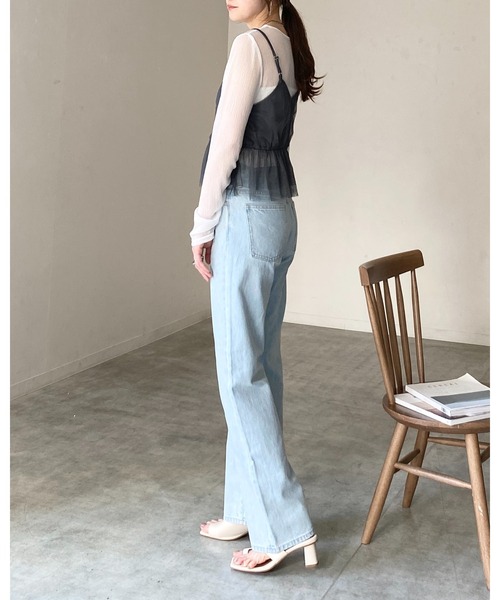 She's Closet(シーズクローゼット)の「シアーレイヤード ペプラムギャザー チュールキャミソール ビスチェ(ベスト・レディース・チャコールグレー/ブラック/アイボリー・FREE)」の6枚目の写真