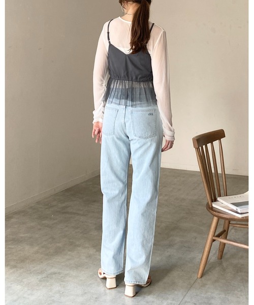 She's Closet(シーズクローゼット)の「シアーレイヤード ペプラムギャザー チュールキャミソール ビスチェ(ベスト・レディース・チャコールグレー/ブラック/アイボリー・FREE)」の7枚目の写真