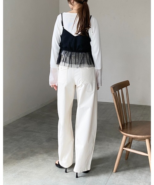 She's Closet(シーズクローゼット)の「シアーレイヤード ペプラムギャザー チュールキャミソール ビスチェ(ベスト・レディース・チャコールグレー/ブラック/アイボリー・FREE)」の11枚目の写真