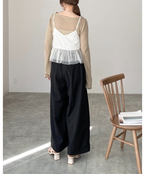She's Closet(シーズクローゼット)の「シアーレイヤード ペプラムギャザー チュールキャミソール ビスチェ(ベスト・レディース・チャコールグレー/ブラック/アイボリー・FREE)」の14枚目の写真