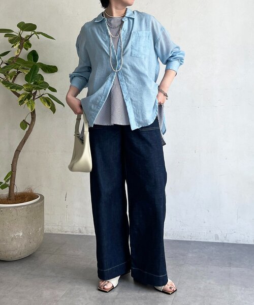 un dix cors(アンディコール)の「ストレート薄デニムパンツ(その他パンツ・レディース・サックスブルー/インディゴブルー・FREE)」の5枚目の写真
