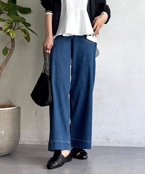 un dix cors(アンディコール)の「ストレート薄デニムパンツ(その他パンツ・レディース・サックスブルー/インディゴブルー・FREE)」の11枚目の写真