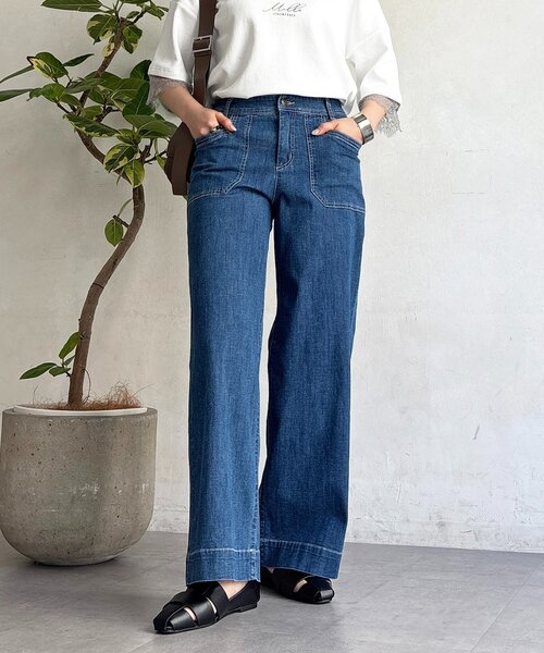 un dix cors(アンディコール)の「ストレート薄デニムパンツ(その他パンツ・レディース・サックスブルー/インディゴブルー・FREE)」の17枚目の写真