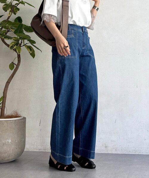un dix cors(アンディコール)の「ストレート薄デニムパンツ(その他パンツ・レディース・サックスブルー/インディゴブルー・FREE)」の19枚目の写真