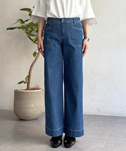 un dix cors(アンディコール)の「ストレート薄デニムパンツ(その他パンツ・レディース・サックスブルー/インディゴブルー・FREE)」の21枚目の写真