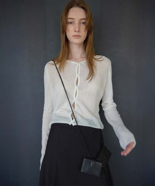 Light Linen V-neck Cardigan - Off White