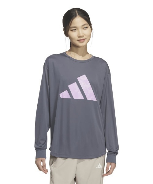 adidas(アディダス)の「アディダス adidas マストハブ ルーズフィット グラフィック長袖Tシャツ(Tシャツ/カットソー・レディース・グレー/ブラック・S/XL/M/L)」の1枚目の写真