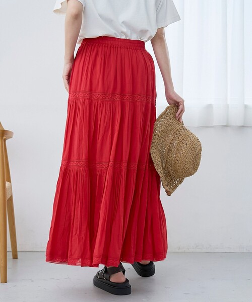 coen(コーエン)の「【WEB先行販売 / MARKET(マーケット)】 レースティアードスカート(スカート・レディース・ベージュ/ブラック/レッド・FREE)」の19枚目の写真