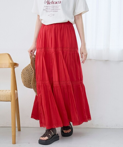 coen(コーエン)の「【WEB先行販売 / MARKET(マーケット)】 レースティアードスカート(スカート・レディース・ベージュ/ブラック/レッド・FREE)」の20枚目の写真