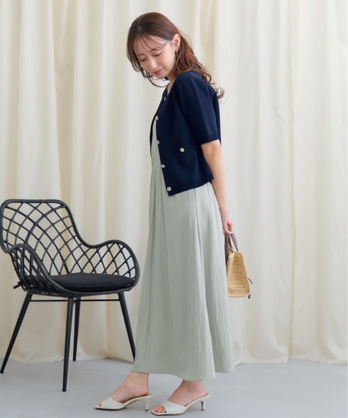 COHINA(コヒナ)の「【接触冷感・UVカット】ゴールドボタンハーフスリーブカーディガン 【低身長・小柄女性】(Tシャツ/カットソー・レディース・レッド/ホワイト/ネイビー/グリーン・ONE SIZE)」の8枚目の写真