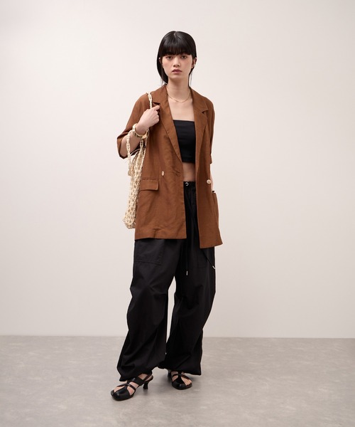 ADAM ET ROPE'(アダムエロペ)の「コットンパラシュートパンツ(その他パンツ・レディース・レッド系その他2/ベージュ/ブラック・36/38)」の10枚目の写真