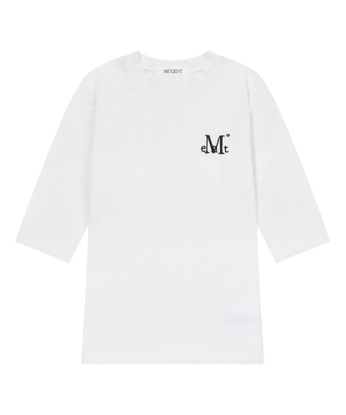 MUCENT(ムセント)の「セリオンシグネチャーロゴ5部Tシャツ(4カラー)(Tシャツ/カットソー・レディース・グレー系1/ホワイト/チャコール/ブラック・FREE)」の2枚目の写真