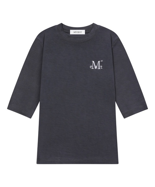 MUCENT(ムセント)の「セリオンシグネチャーロゴ5部Tシャツ(4カラー)(Tシャツ/カットソー・レディース・グレー系1/ホワイト/チャコール/ブラック・FREE)」の3枚目の写真