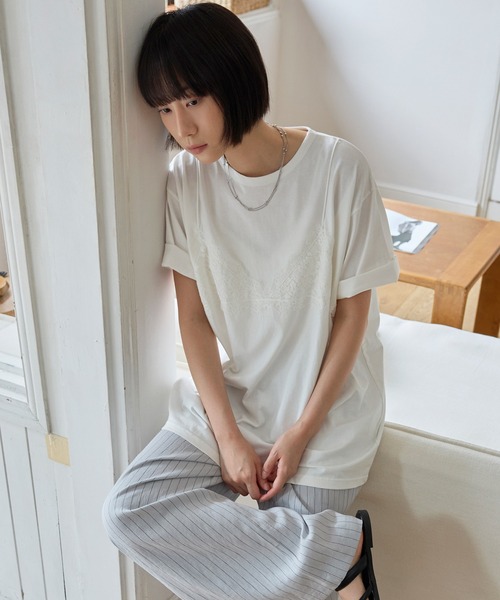 UNE MANSION(ユヌマンション)の「ストライプ柄フロントタックワイドストレートリラックスパンツ(その他パンツ・レディース・グレー/クリーム/オートミール・FREE)」の22枚目の写真