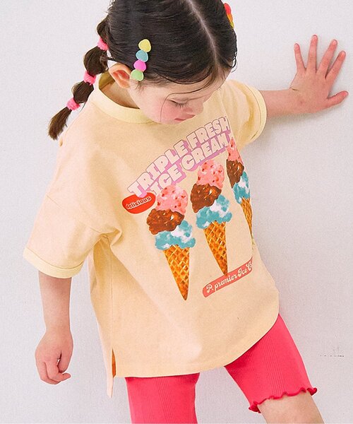 26夏新作】いろんなアイスちょーだいグラフィックリンガー半袖Tシャツ