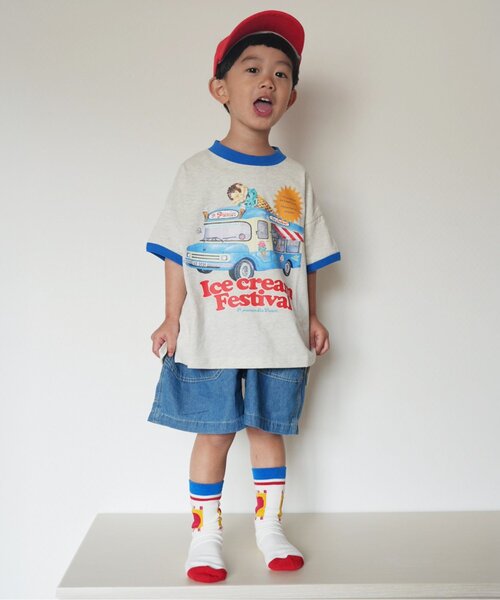 p.premier(ピードットプルミエ)の「【26夏新作】いろんなアイスちょーだいグラフィックリンガー半袖Tシャツ(Tシャツ/カットソー・キッズ・グレー/ライトイエロー/ベビーピンク/アイボリー/ミント/ブラウン/キャメル/レッド・80/90/100/110/120/130/140)」の14枚目の写真