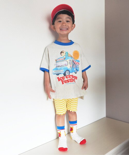 p.premier(ピードットプルミエ)の「【26夏新作】いろんなアイスちょーだいグラフィックリンガー半袖Tシャツ(Tシャツ/カットソー・キッズ・グレー/ライトイエロー/ベビーピンク/アイボリー/ミント/ブラウン/キャメル/レッド・80/90/100/110/120/130/140)」の15枚目の写真