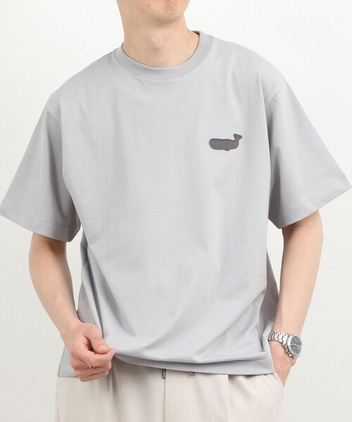 NOLLEY’S(ノーリーズ)の「クジラモチーフ ワンポイントTシャツ 26SS(Tシャツ/カットソー・メンズ・ホワイト/オレンジ/ライトグレー/サックスブルー・XL/L/M/S)」の3枚目の写真