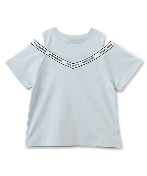 mezzo piano Junior(メゾピアノジュニア)の「【人気商品再入荷】【直営店で取り扱い無し】肩あきリブTシャツ(Tシャツ/カットソー・キッズ・ブルー/ブラック・S:140cm/L:160cm/M:150cm)」の2枚目の写真