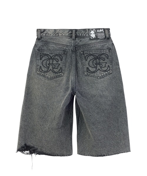 X-girl（エックスガール）の「EMBLEM POCKET DISTRESSED DENIM SHORTS（デニムパンツ・レディース・ブラック/ライトインディゴブルー・S/M）」の16枚目の写真