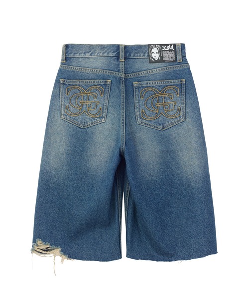 X-girl（エックスガール）の「EMBLEM POCKET DISTRESSED DENIM SHORTS（デニムパンツ・レディース・ブラック/ライトインディゴブルー・S/M）」の14枚目の写真