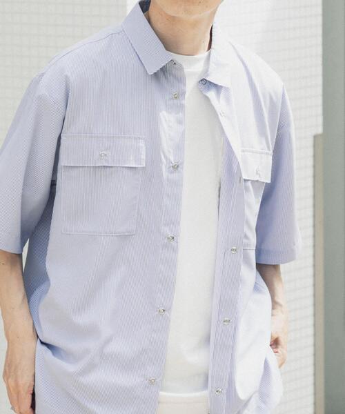 ITEMS URBANRESEARCH（アイテムズ アーバンリサーチ）の「『接触冷感/速乾/イージーケア』高機能ストライプRDB半袖シャツ（シャツ/ブラウス・メンズ・ブラック/ブルー・MEDIUM/LARGE）」の16枚目の写真