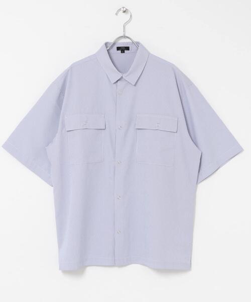 ITEMS URBANRESEARCH（アイテムズ アーバンリサーチ）の「『接触冷感/速乾/イージーケア』高機能ストライプRDB半袖シャツ（シャツ/ブラウス・メンズ・ブラック/ブルー・MEDIUM/LARGE）」の4枚目の写真