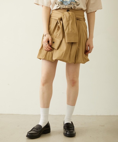 MILKFED.(ミルクフェド)の「WRAP PANEL SKIRT(スカート・レディース・ネイビー/ベージュ/チャコール・M/S)」の3枚目の写真
