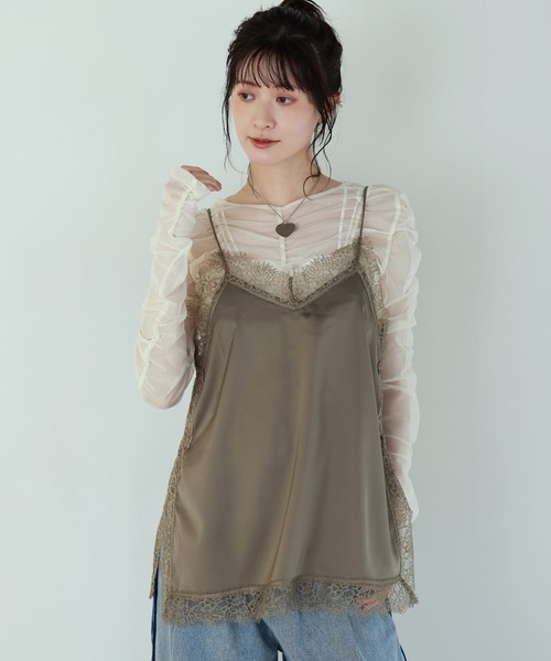 shetila（シェティラ）の「【長さ調節可能】大人上品なマットサテンレースキャミソール（キャミソール・レディース・アイボリー/チャコール/ブラック/オリーブ・M）」の15枚目の写真