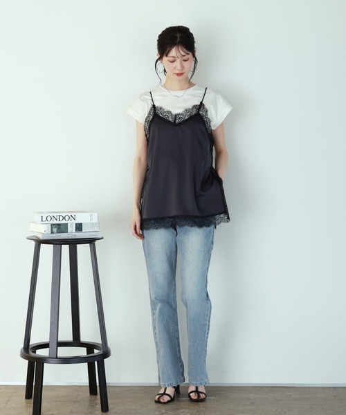 shetila（シェティラ）の「【長さ調節可能】大人上品なマットサテンレースキャミソール（キャミソール・レディース・アイボリー/チャコール/ブラック/オリーブ・M）」の20枚目の写真