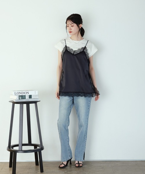 shetila（シェティラ）の「【長さ調節可能】大人上品なマットサテンレースキャミソール（キャミソール・レディース・アイボリー/チャコール/ブラック/オリーブ・M）」の19枚目の写真