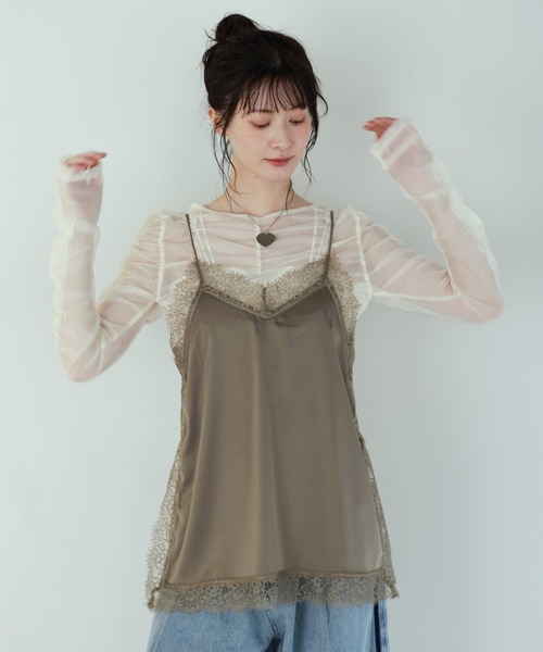 shetila（シェティラ）の「【長さ調節可能】大人上品なマットサテンレースキャミソール（キャミソール・レディース・アイボリー/チャコール/ブラック/オリーブ・M）」の14枚目の写真