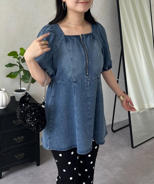 prose verse(プロズヴェール)の「フロントジップデニムペプラムブラウス(シャツ/ブラウス・レディース・ブラック/ブルー・MEDIUM/LARGE)」の22枚目の写真