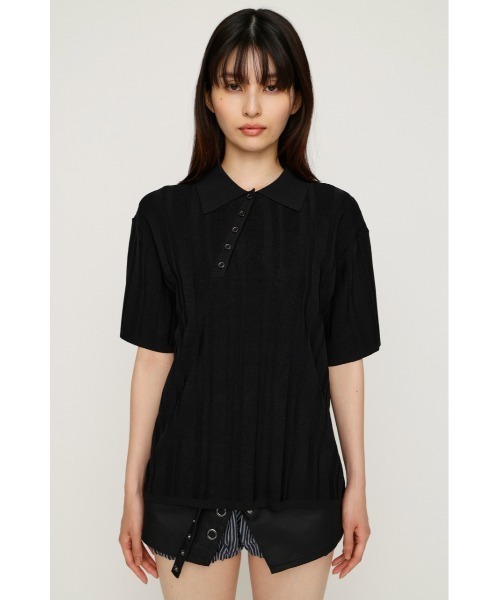 SLY(スライ)の「HG KNIT COLLAR TOPS ハイゲージニットカラートップス 春服 夏服 サマーニット(ニット/セーター・レディース・ブラック/ネイビー系/グレー系その他2・FREE)」の7枚目の写真