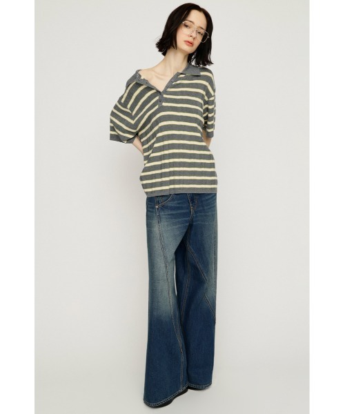 SLY(スライ)の「HG KNIT COLLAR TOPS ハイゲージニットカラートップス 春服 夏服 サマーニット(ニット/セーター・レディース・ブラック/ネイビー系/グレー系その他2・FREE)」の8枚目の写真