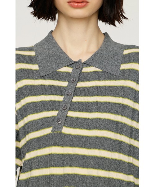 SLY(スライ)の「HG KNIT COLLAR TOPS ハイゲージニットカラートップス 春服 夏服 サマーニット(ニット/セーター・レディース・ブラック/ネイビー系/グレー系その他2・FREE)」の14枚目の写真