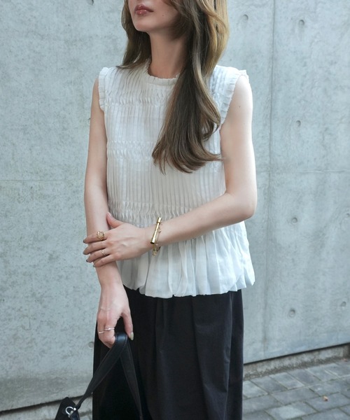 Ramie pintuck pleats blouse / рами‑прошитая плиссированная блуза