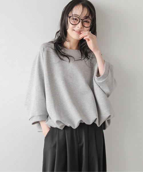 SUGAR BISKET(シュガービスケット)の「《裾ドロスト付》7分袖プルオーバー/アレンジ自在/体型カバー/伸縮生地/防シワ(Tシャツ/カットソー・レディース・グレー/ピンク/ホワイト/ブラック・フリー)」の3枚目の写真